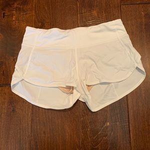 White Lululemon Speed Shorts